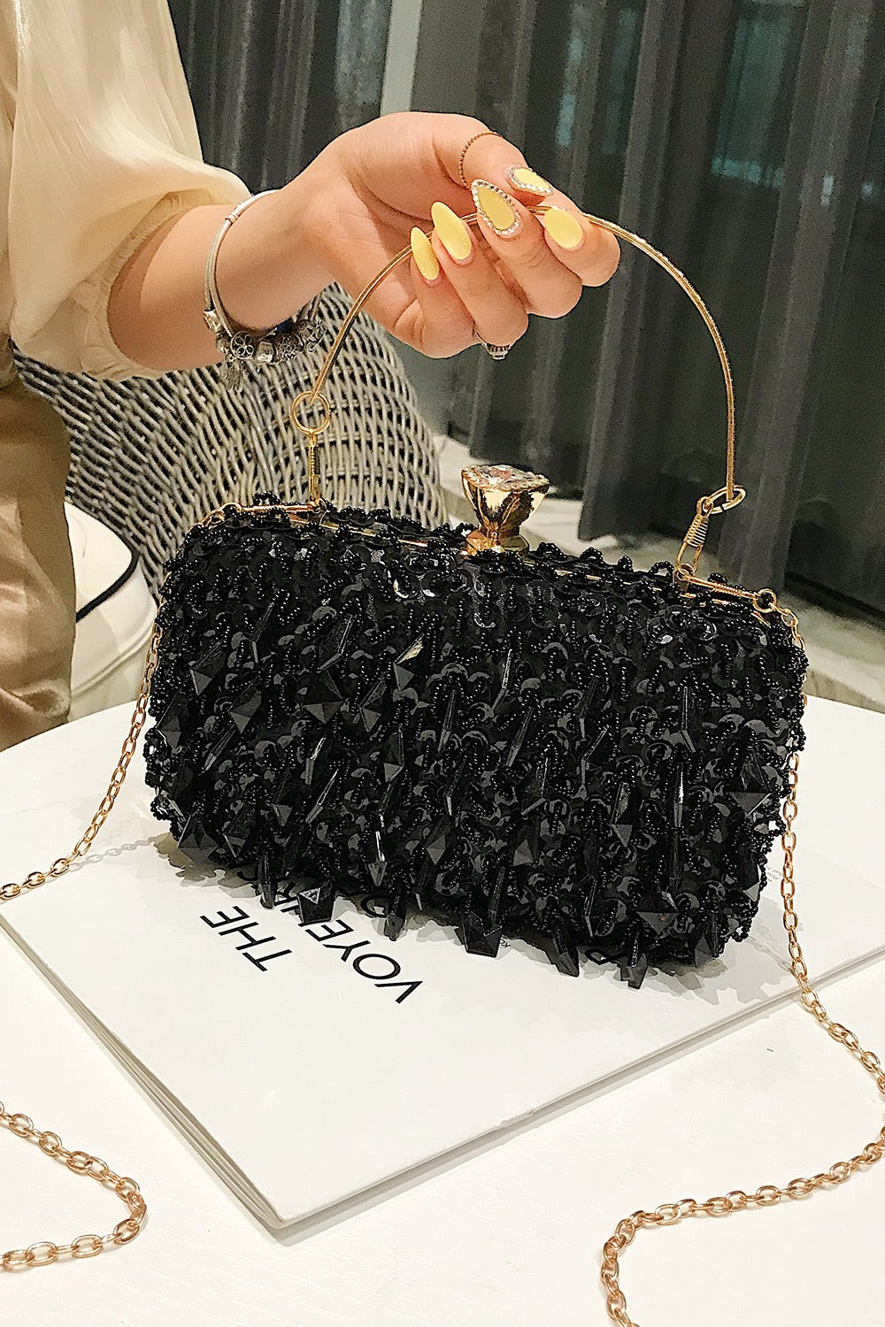 Beaded Evening Box Clutch