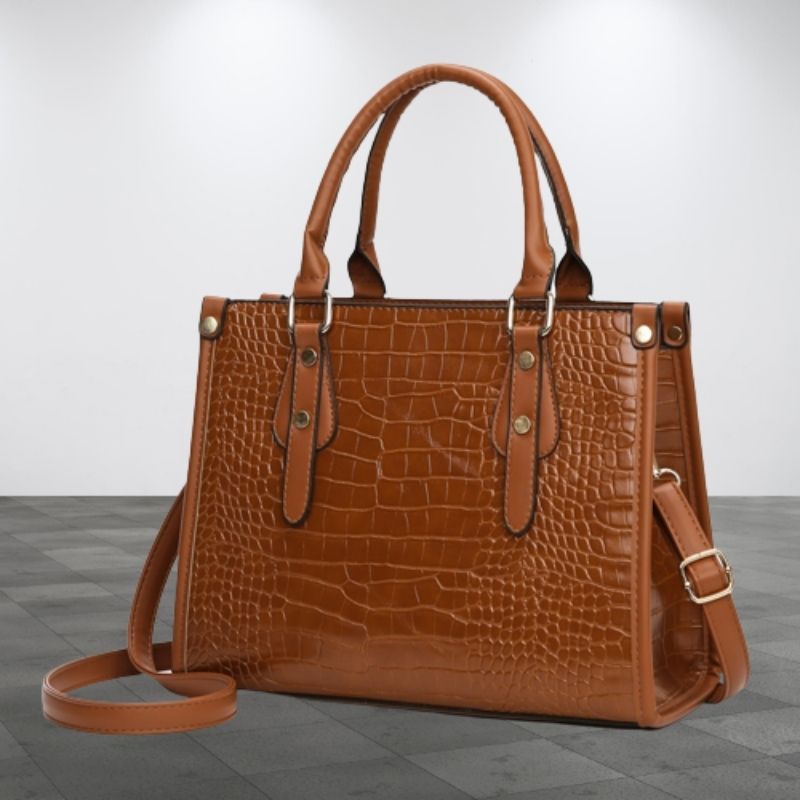 Croc-Embossed Leather Tote