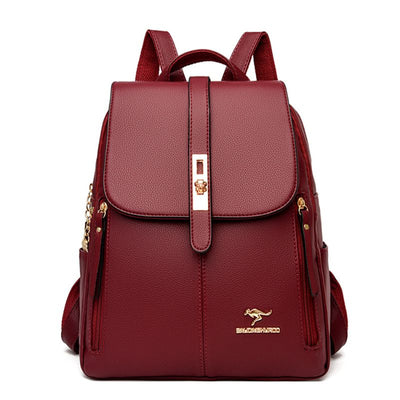 Maroon Leather Backpack