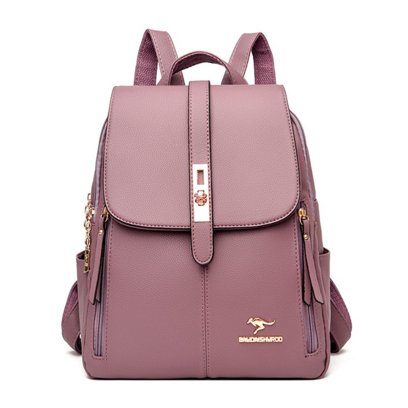 Maroon Leather Backpack