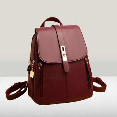 Maroon Leather Backpack