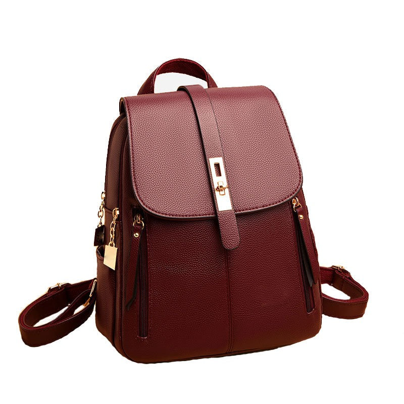 Maroon Leather Backpack