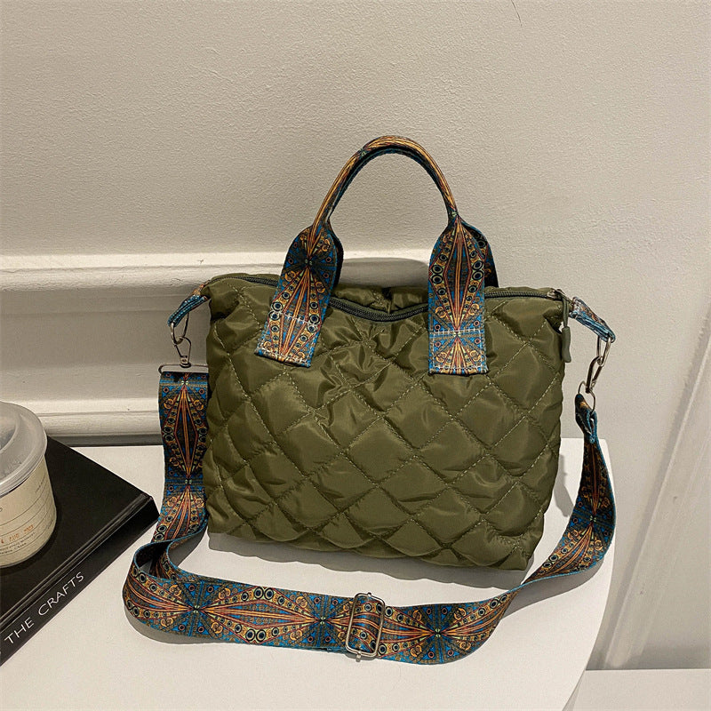 Quilted Ethnic Strap Handbag