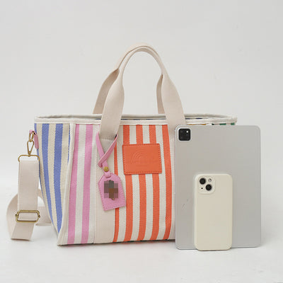 Rainbow Stripe Canvas Tote