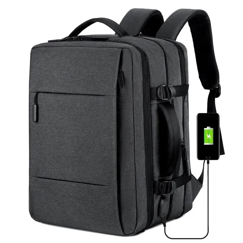 Reise-Rucksack erweiterbar mit USB-Ladeanschluss