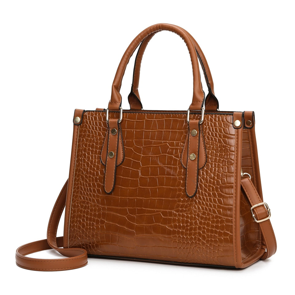 Croc-Embossed Leather Tote