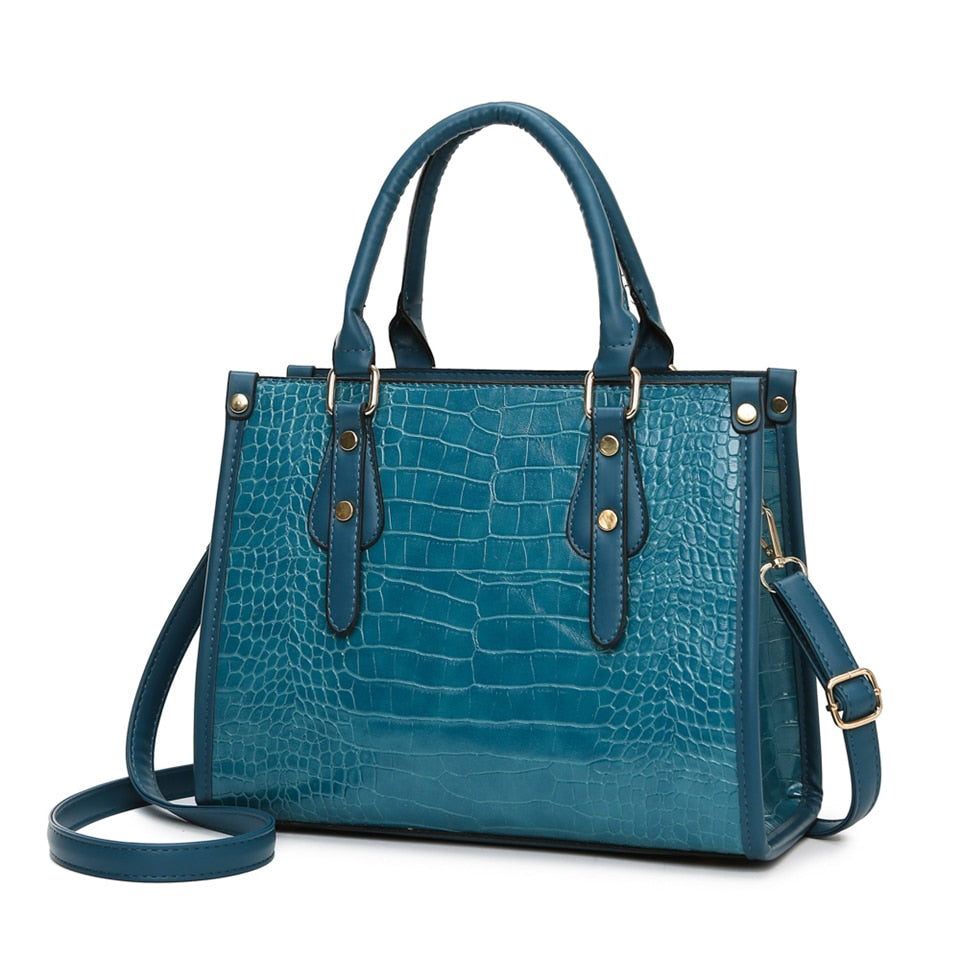 Croc-Embossed Leather Tote