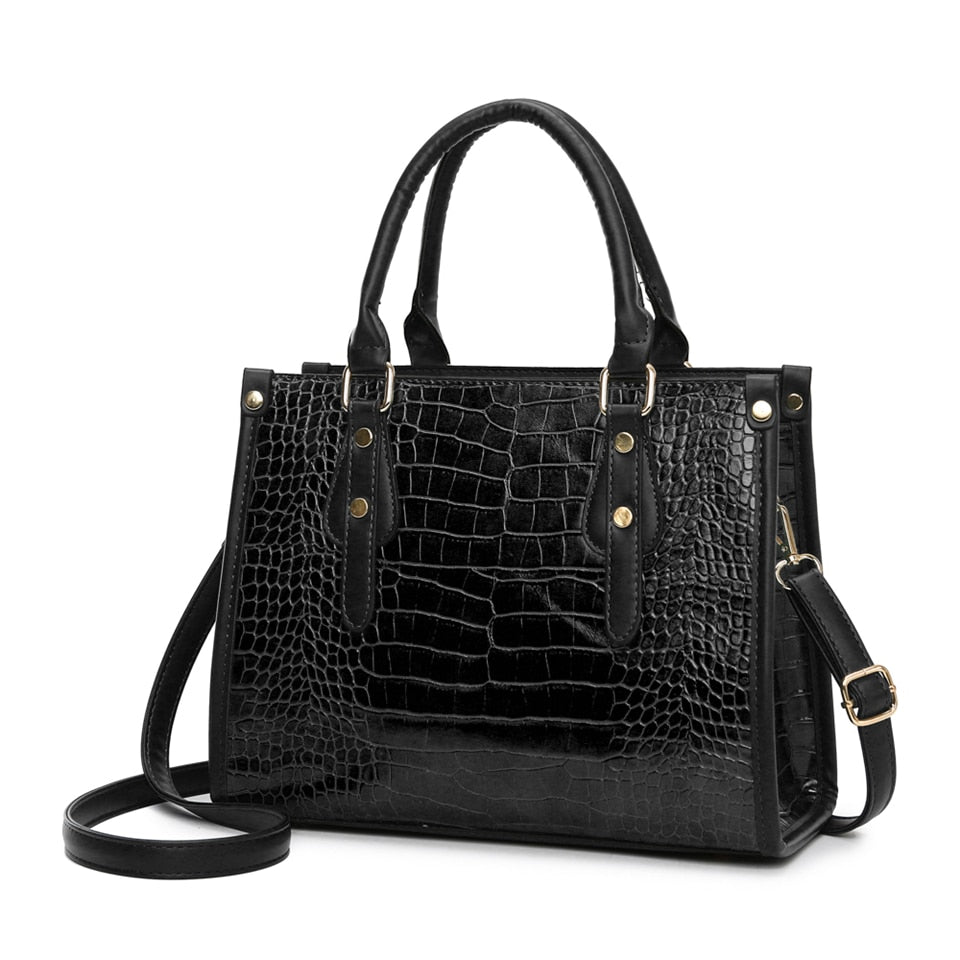 Croc-Embossed Leather Tote