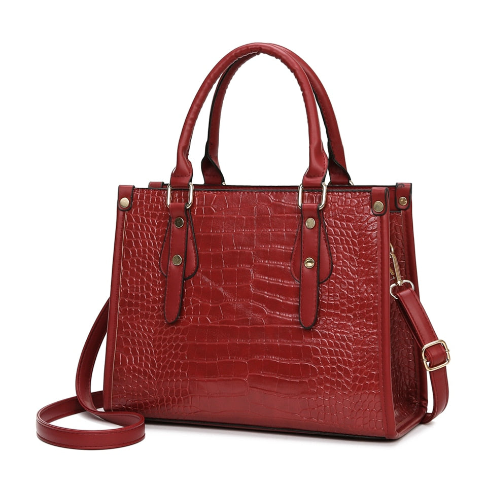 Croc-Embossed Leather Tote