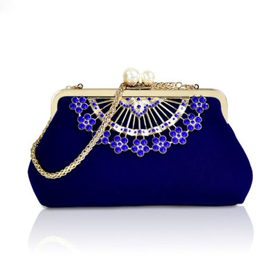 Bolsa clutch de noite com leque de cristal