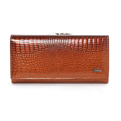 Portefeuille motif crocodile brillant