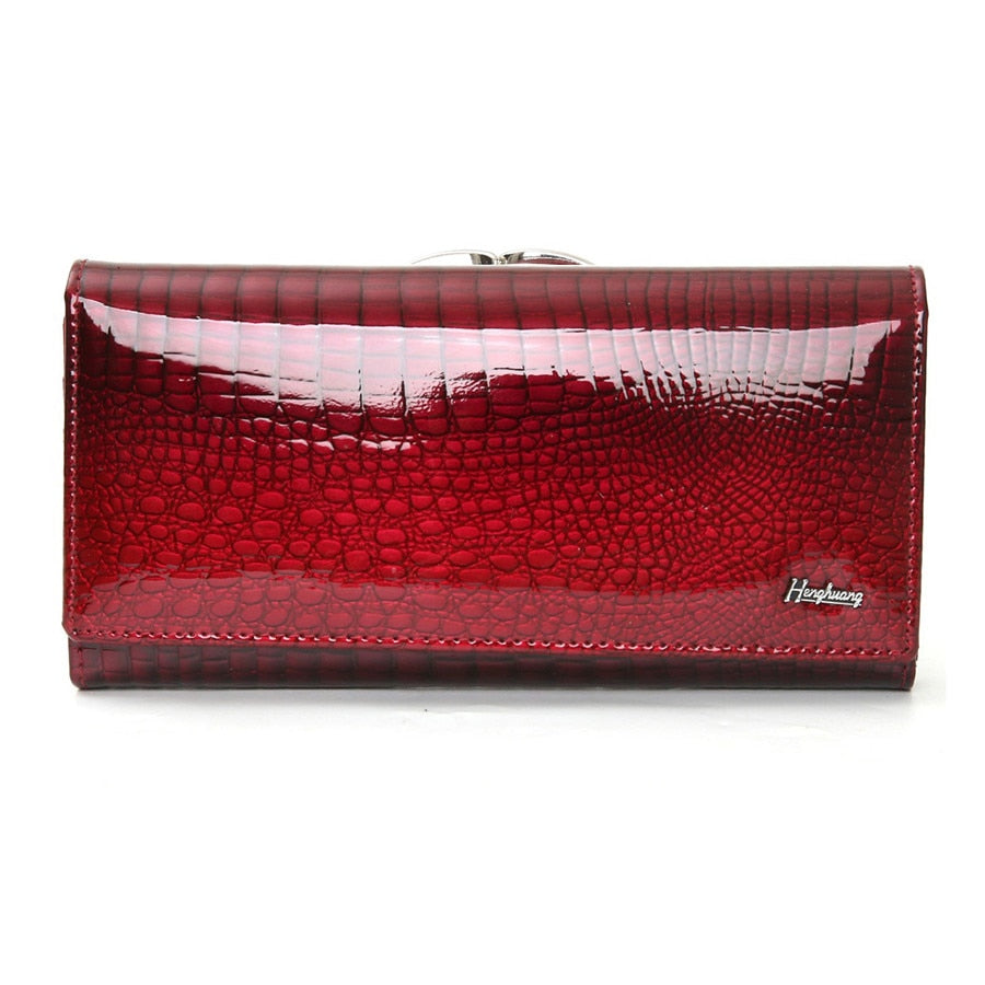 Portefeuille motif crocodile brillant